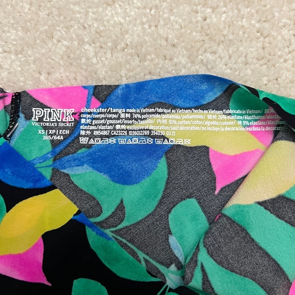 Victoria's Secret PINK Vibrant Neon Tropical smooth no show Cheekster Panties XS - Picture 3 of 3